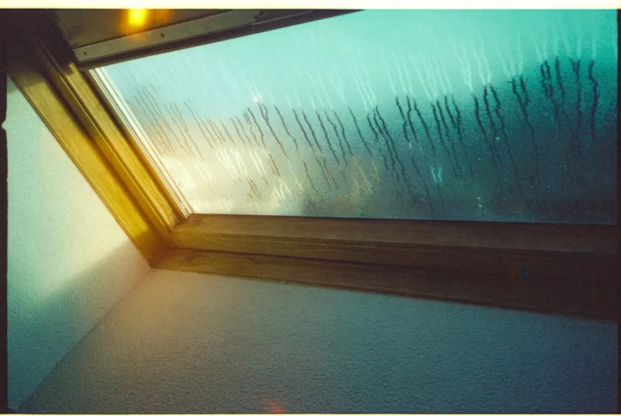 Winter condensation on glass, the same process that damages the deck inside a cold flat roof in Weston-super-Mare