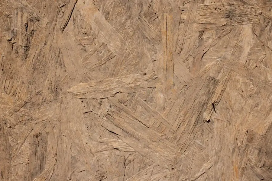 Oriented strand board of the type used to re-deck a flat roof during a replacement in Weston-super-Mare