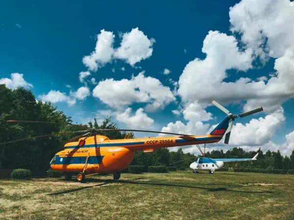 A preserved helicopter on display, the kind of exhibit The Helicopter Museum keeps by the dozen at Locking