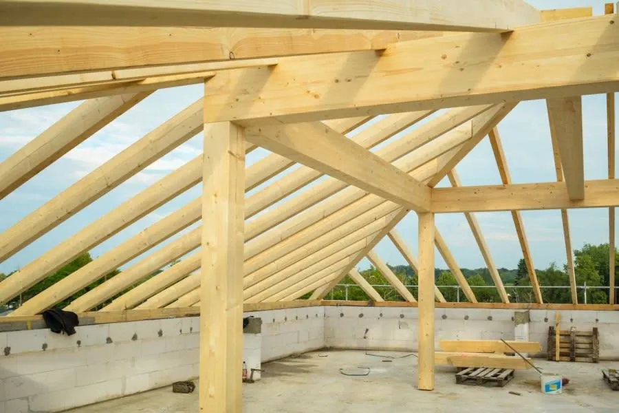 Timber roof structure of the kind that decides whether a flat roof in Weston-super-Mare can be walked on