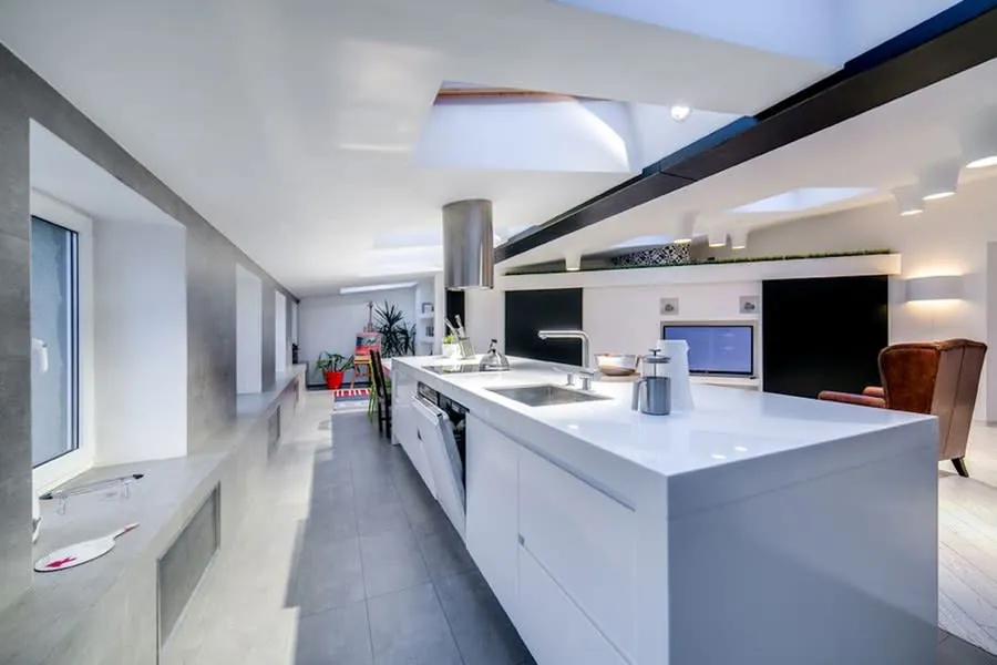 Daylight from rooflights in a flat-roofed kitchen extension in Weston-super-Mare