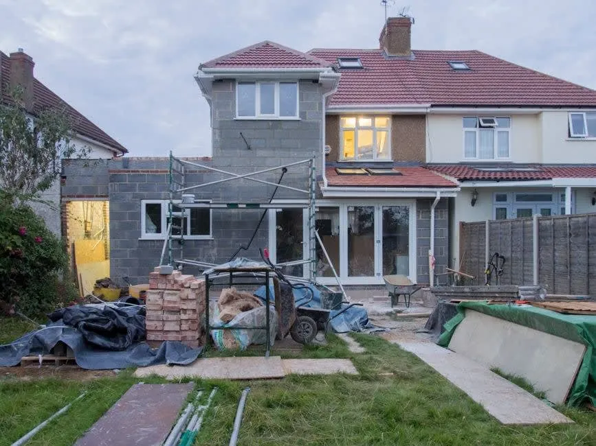 Roofing and building work underway at a property in Weston-super-Mare