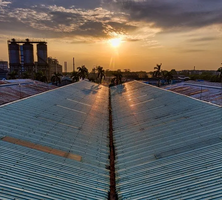 A large commercial flat roof on an industrial unit near Weston-super-Mare